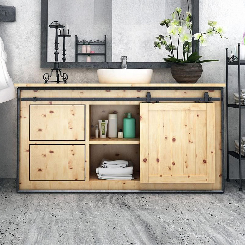 Coburn Flat Track Mini Black Top Mount Hanger One Door System 750mm Image 2