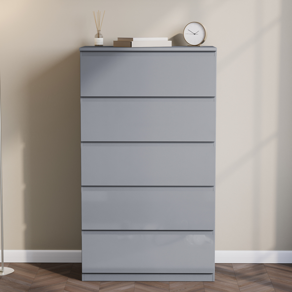 VIDA DESIGNS Glinton 5 Drawer Grey Chest of Drawers Image 3