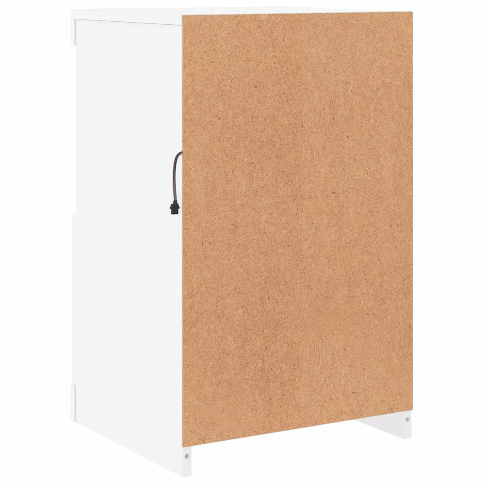 vidaXL Single Door 2 Shelf White Side Cabinet with LED Lights Image 7