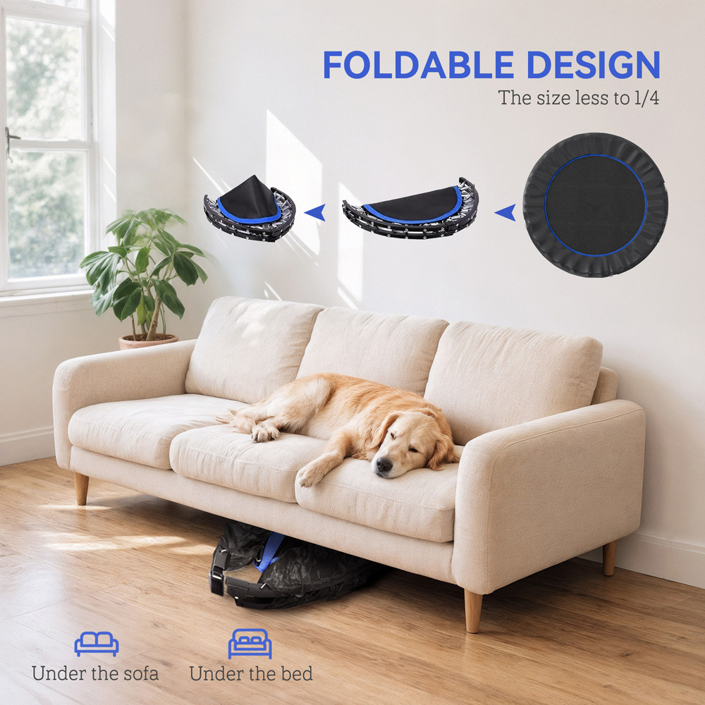 HOMCOM 3.7ft Blue Foldable Mini Trampoline with Adjustable Foam Handle Image 5