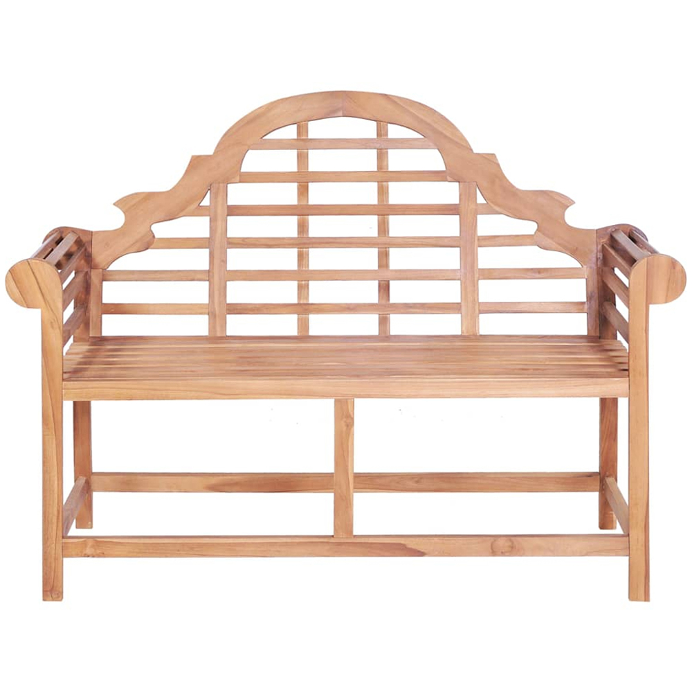 vidaXL 2 Seater Brown Solid Wood Teak Garden Bench with Armrest Image 2