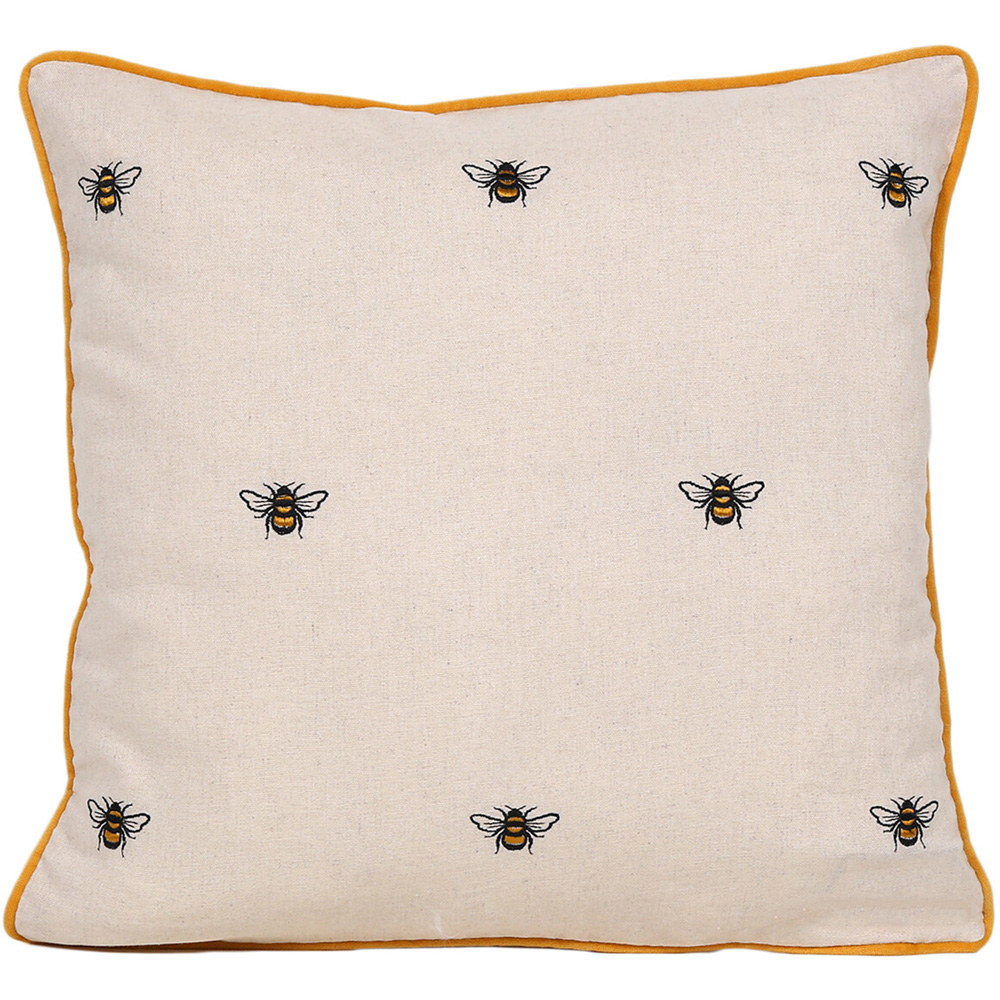 Divante Yellow Embroidered Bee Cushion 45 x 45cm Image