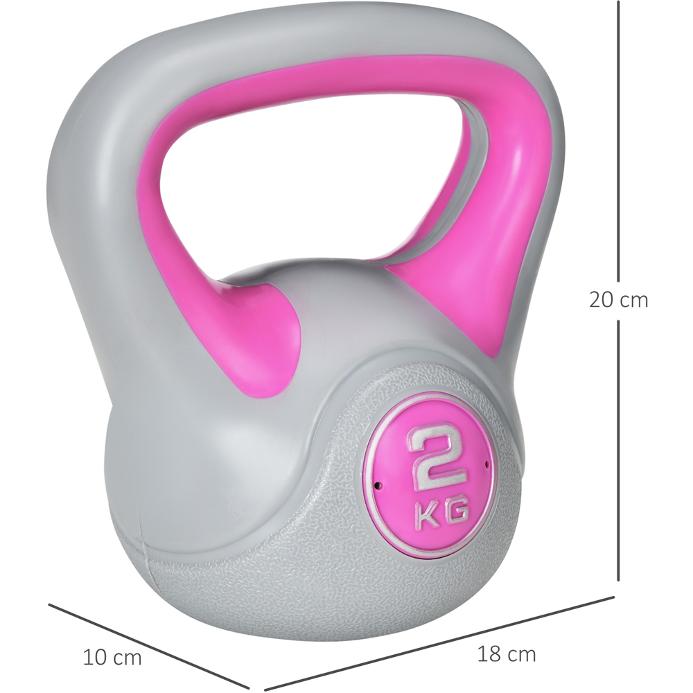 SPORTNOW Pink and Grey Kettle Bell with Handle 2kg Image 9