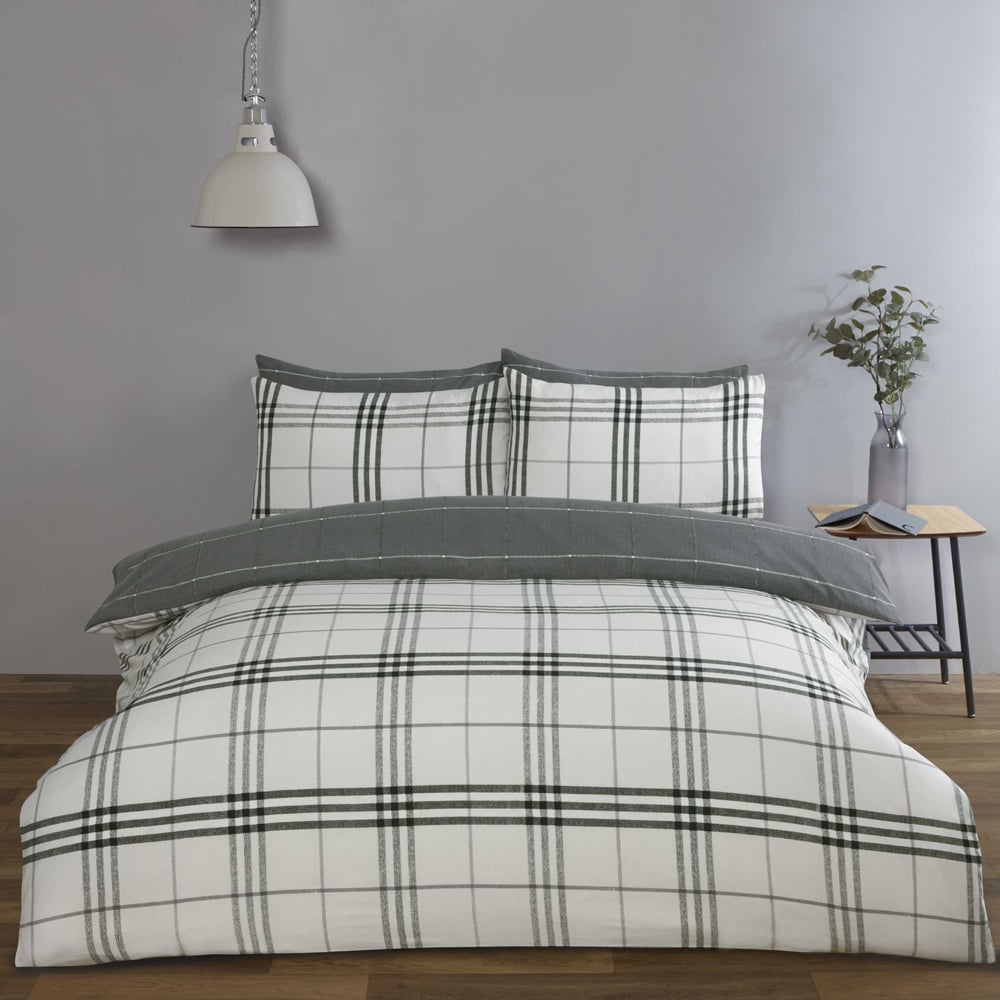 Rapport Home Harris King Size Grey Check Duvet Set Image 1