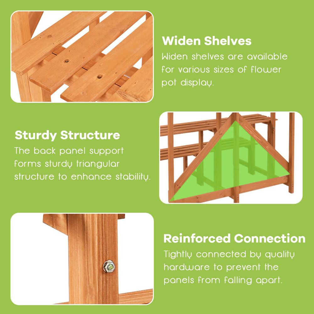 Costway 3 Tier Wooden Corner Plant Rack Image 9