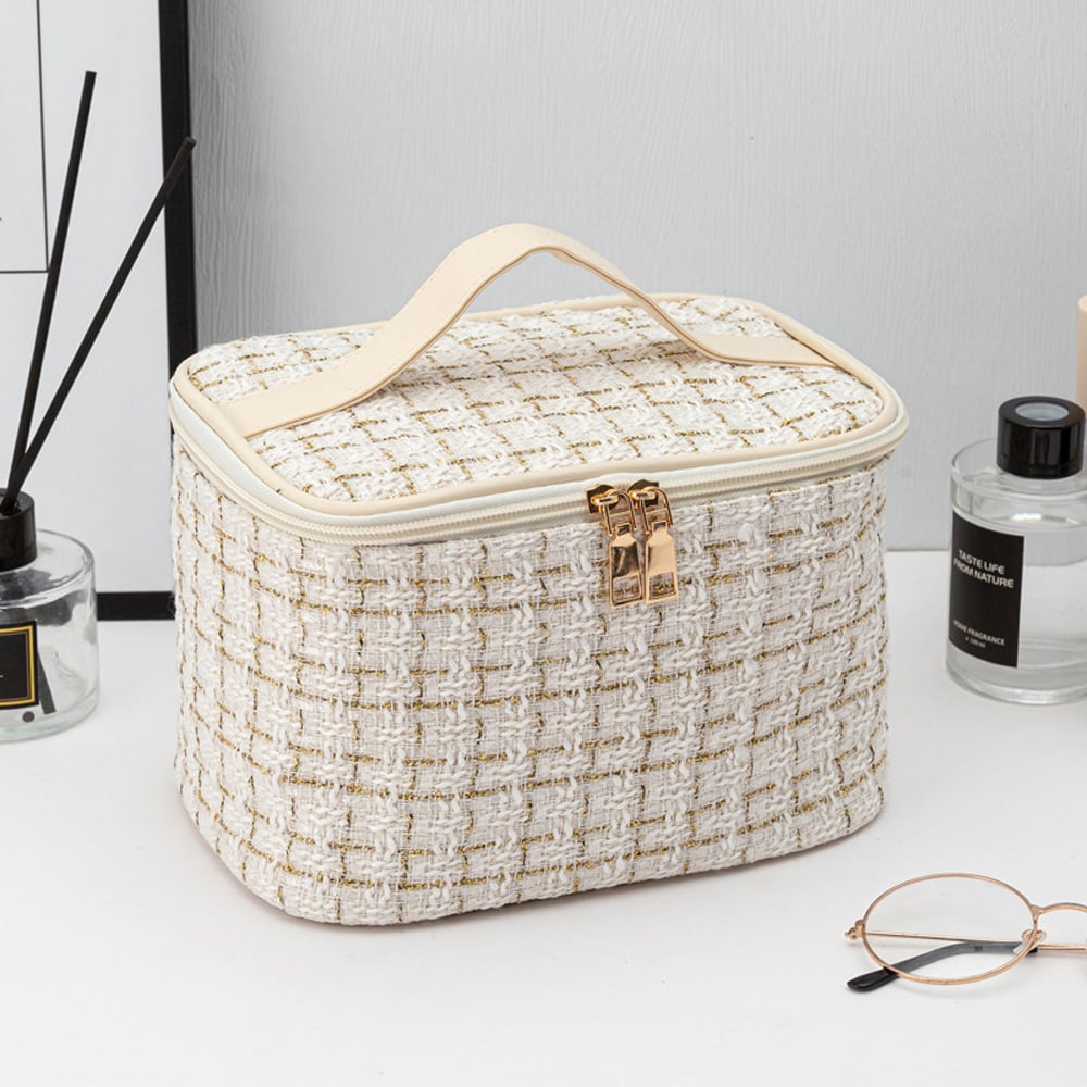 H&O Direct Cream Makeup and Toiletry Bag with Zipper Image 2