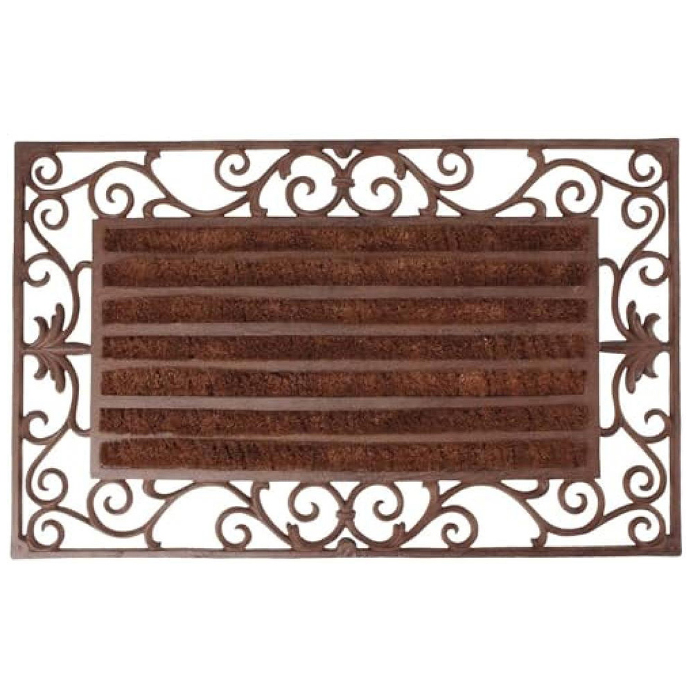 Fallen Fruits Coco Roll Brush Door Mat with Cast Iron Boarder 73 x 46cm Image 1