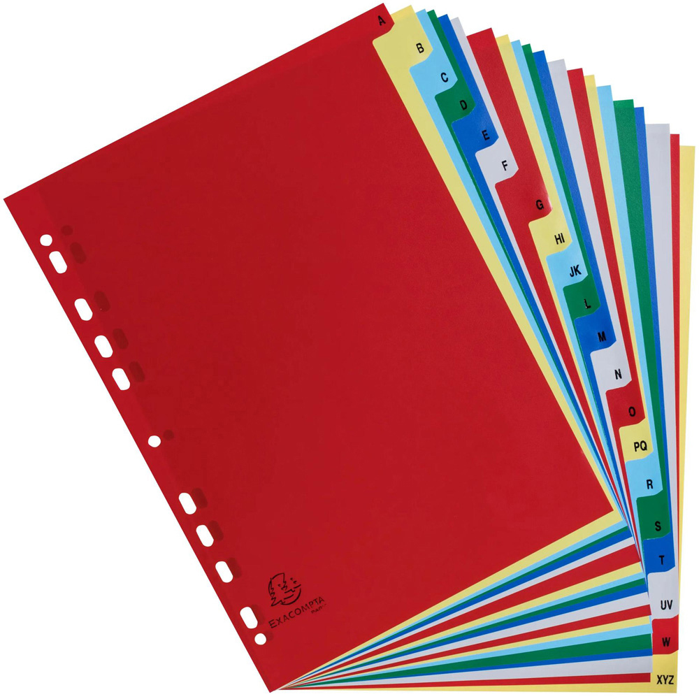 Exacompta A4 Assorted Colour Polypropylene A-Z Divider 20 Pack Image 4