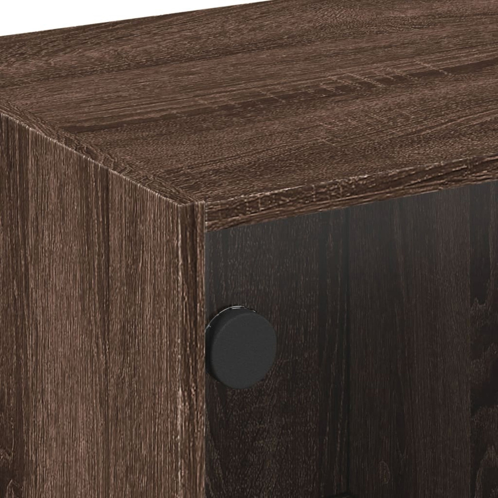 vidaXL 2 Glass Door 2 Shelf Brown Oak TV Cabinet Image 9