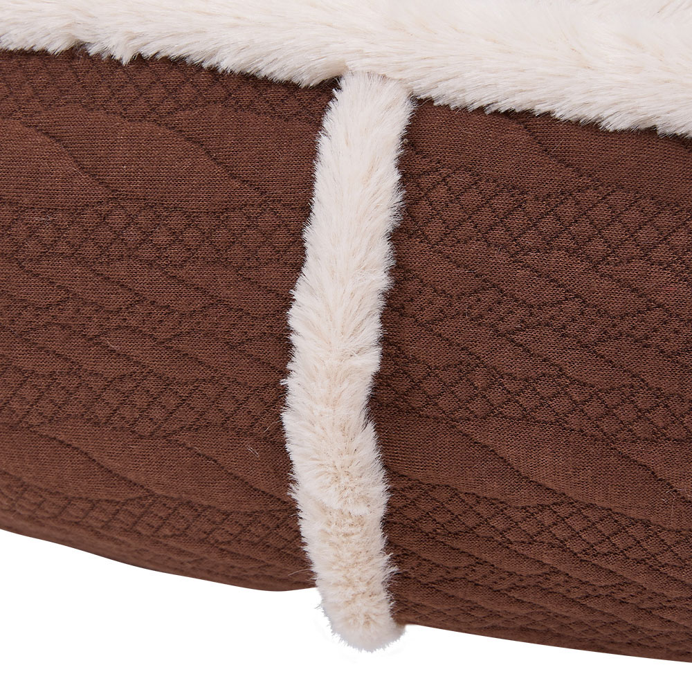 H&O Direct 60cm Dark Brown Plush Warm Pet Bed with Anti-Slip Bottom Image 4
