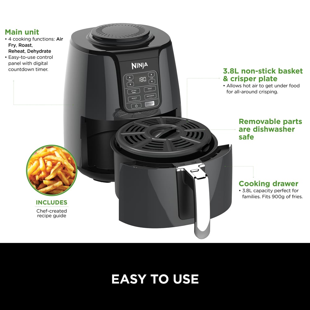 Ninja AF100UK Grey 3.8L Air Fryer Image 6