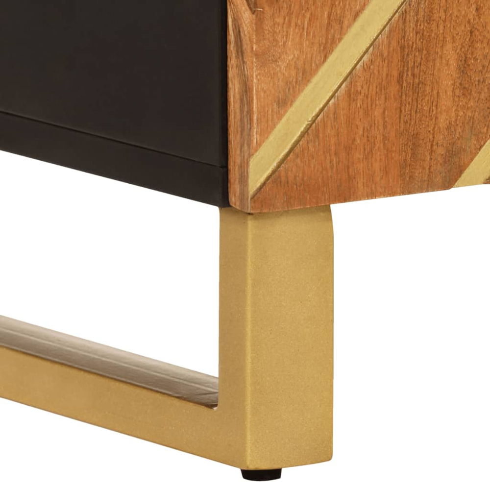 vidaXL 2 Door Single Shelf Brown and Black Side Cabinet Image 9