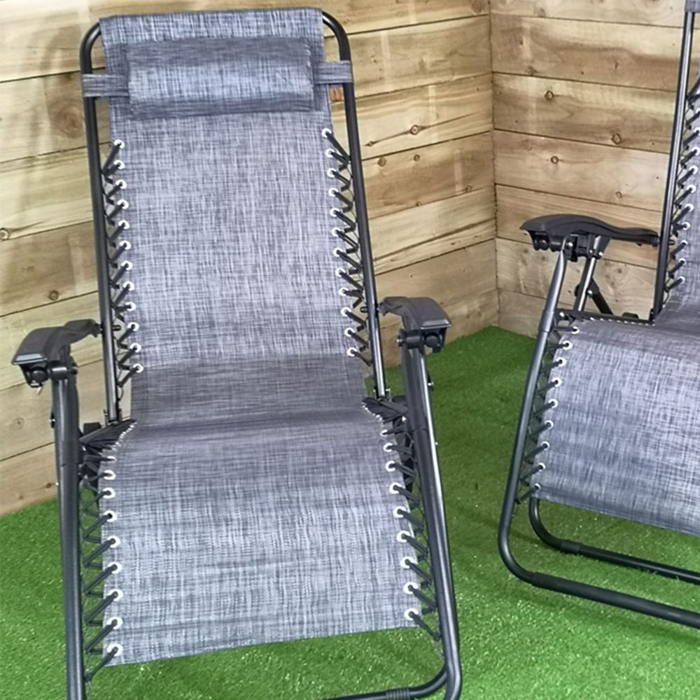 Samuel Alexander Set of 2 Grey Textoline Multi Position Garden Relaxer Chair Image 2