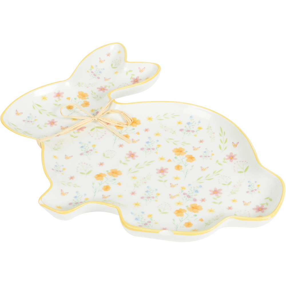 Large Flower Bunny Plate  White Image 3