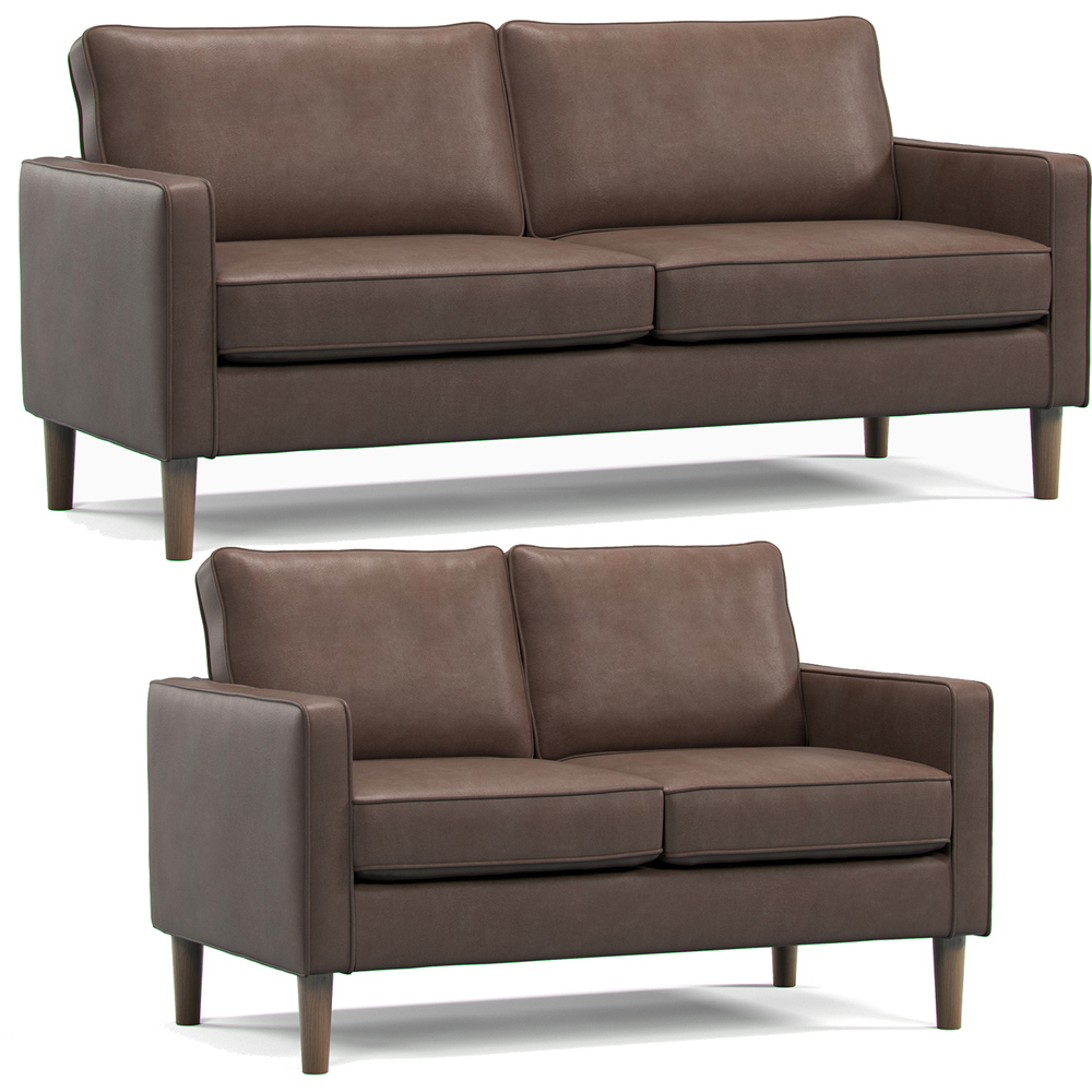 Bexhill 5 Seater Brown Faux Leather Sofa Suite Image 2
