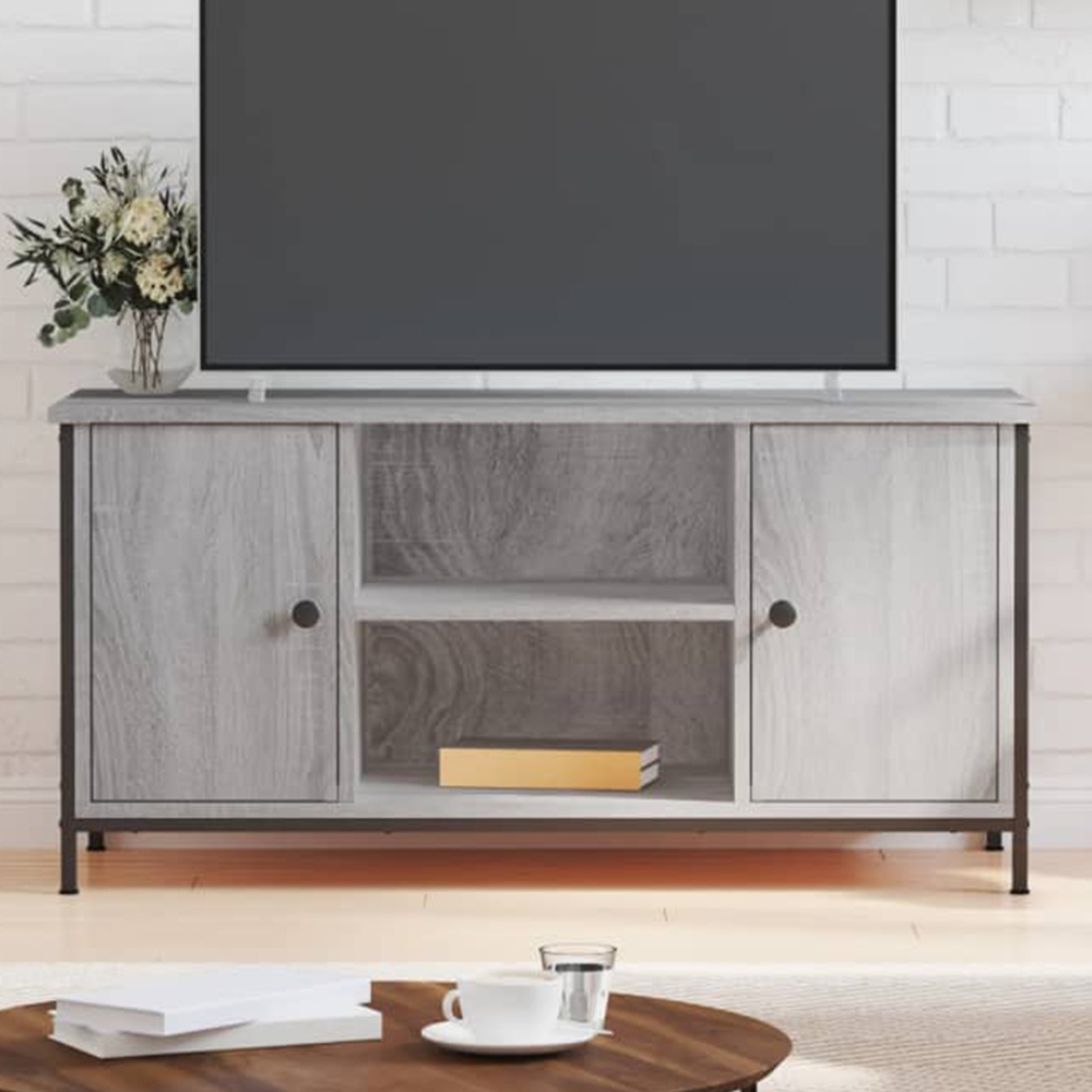 vidaXL 2 Door 2 Shelf Grey Sonoma TV Cabinet Image 1