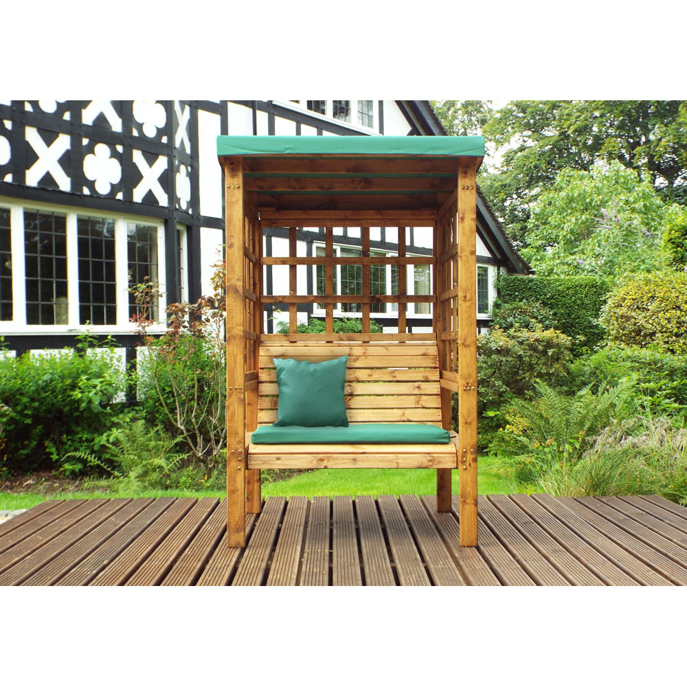 Charles Taylor Bramham 2 Seater Wooden Arbour with Green Canopy Image 5