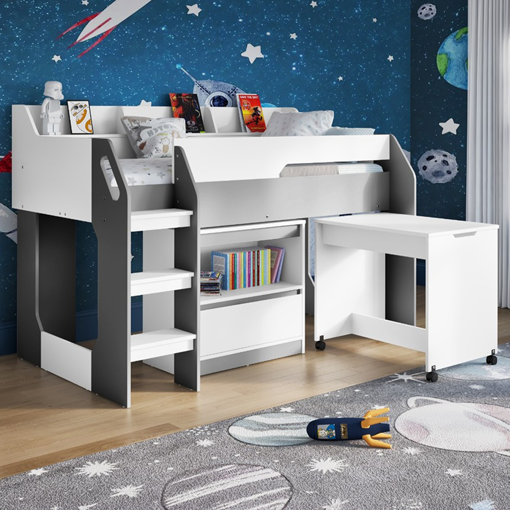 Flair Lulu Single White and Grey Mid Sleeper Bed Image 1