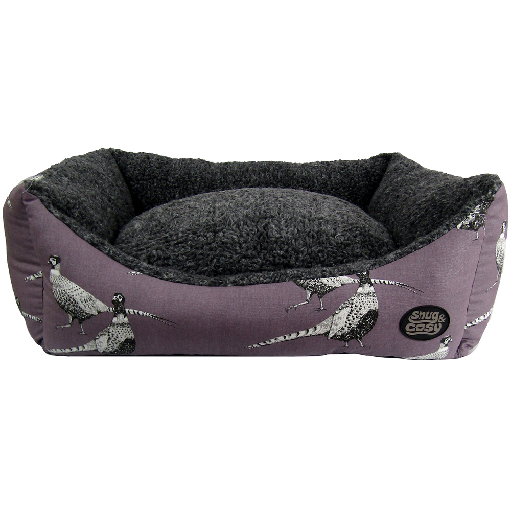 Snug & Cosy Large Rectangle Heather Pheasant Print Dog Bed Image 1