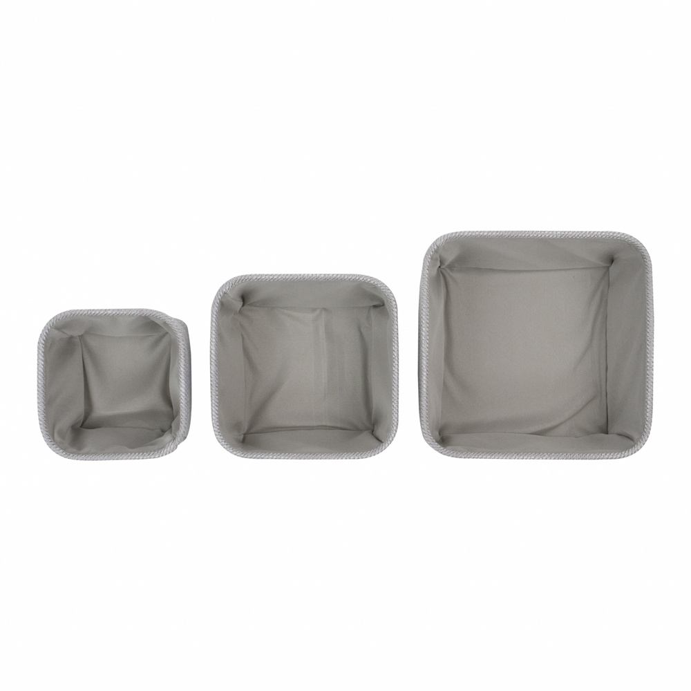 JVL Serena Light Grey Square Storage Basket 3 Pack Image 3