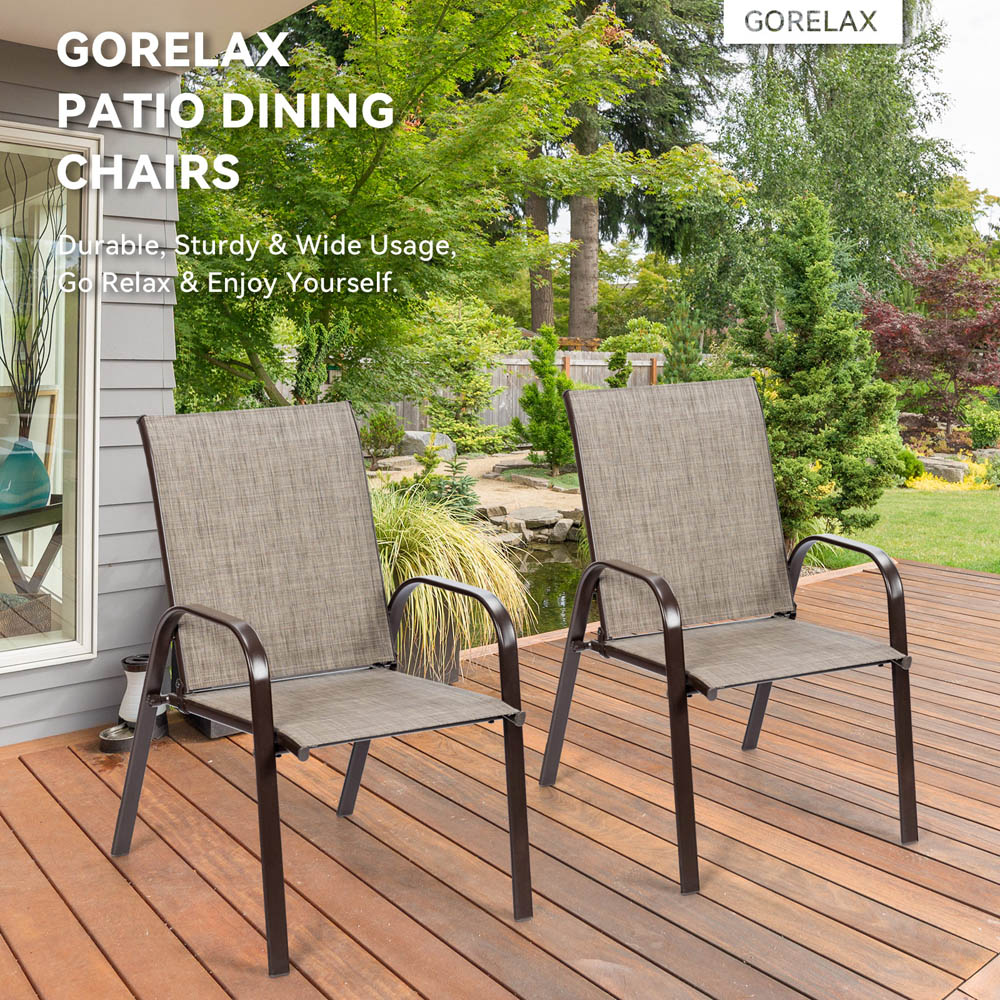 Costway Set of 2 Grey Steel Garden Chairs Image 5