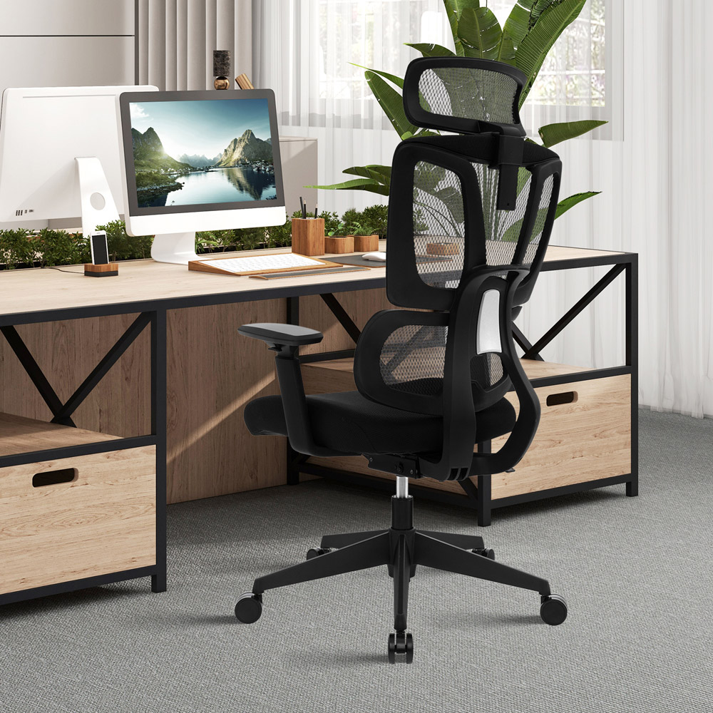 Costway Black N Type Lumbar Support Ergonomic Office Chair Image 3
