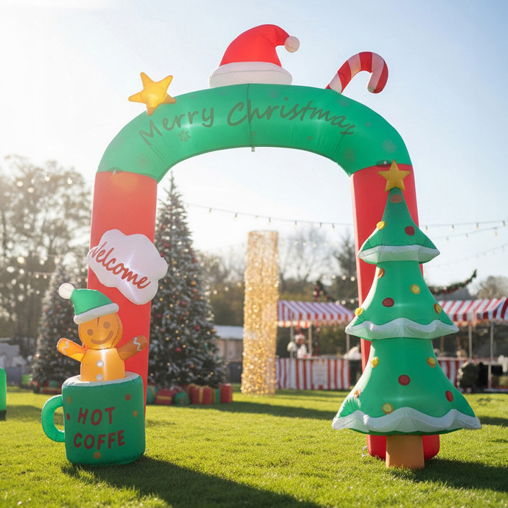 Living and Home Inflatable Archway with Gingerbread Man and Tree LED Christmas Decoration 8.9ft Image 8