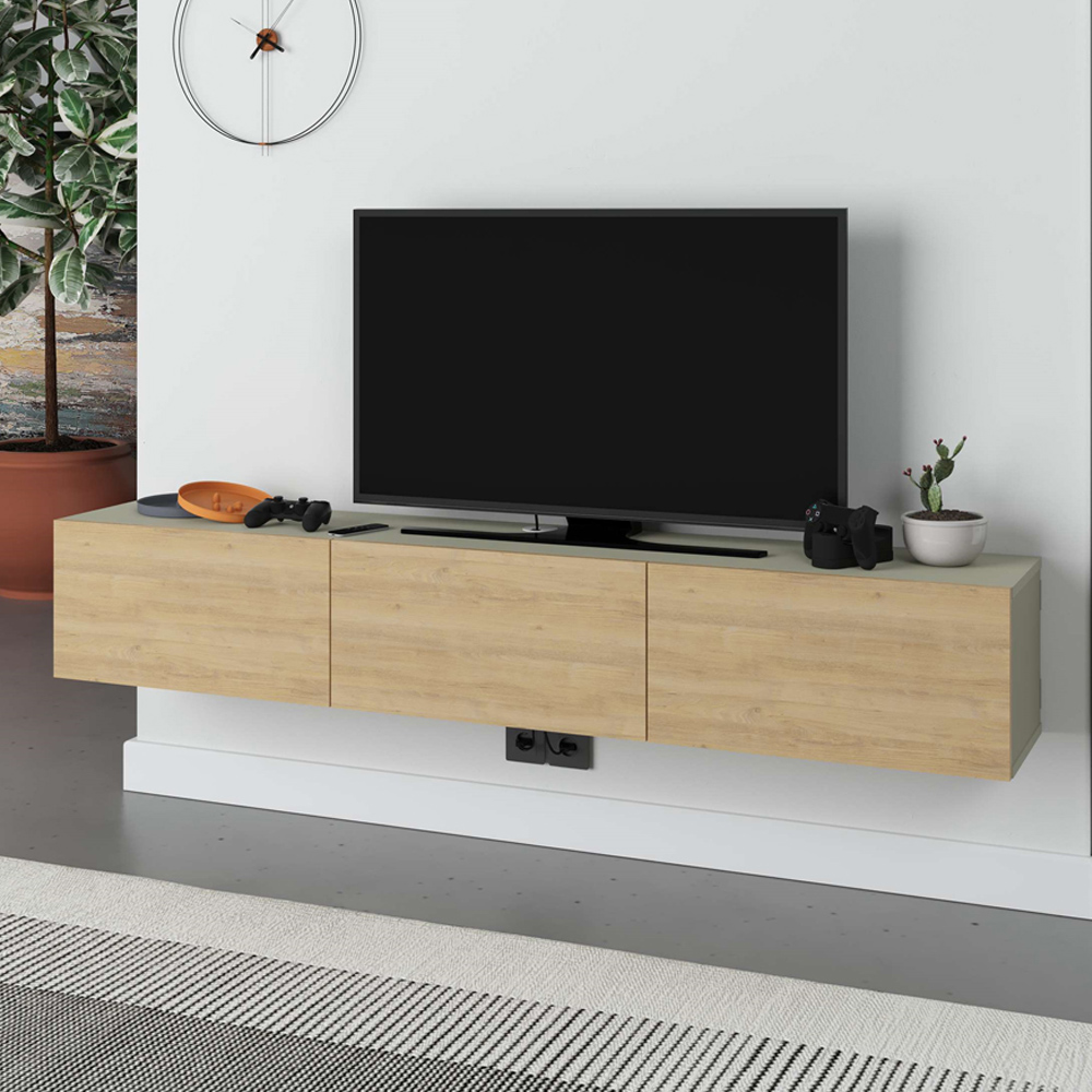 Decortie Francy Ash Green and Oak TV Unit Image 1