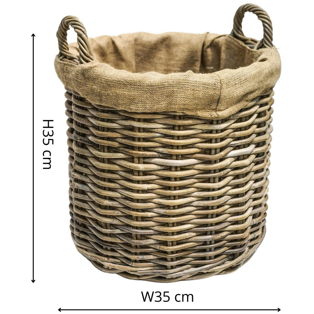Ivyline Natural Wicker Round Lined Log Basket Set of 2 Image 5