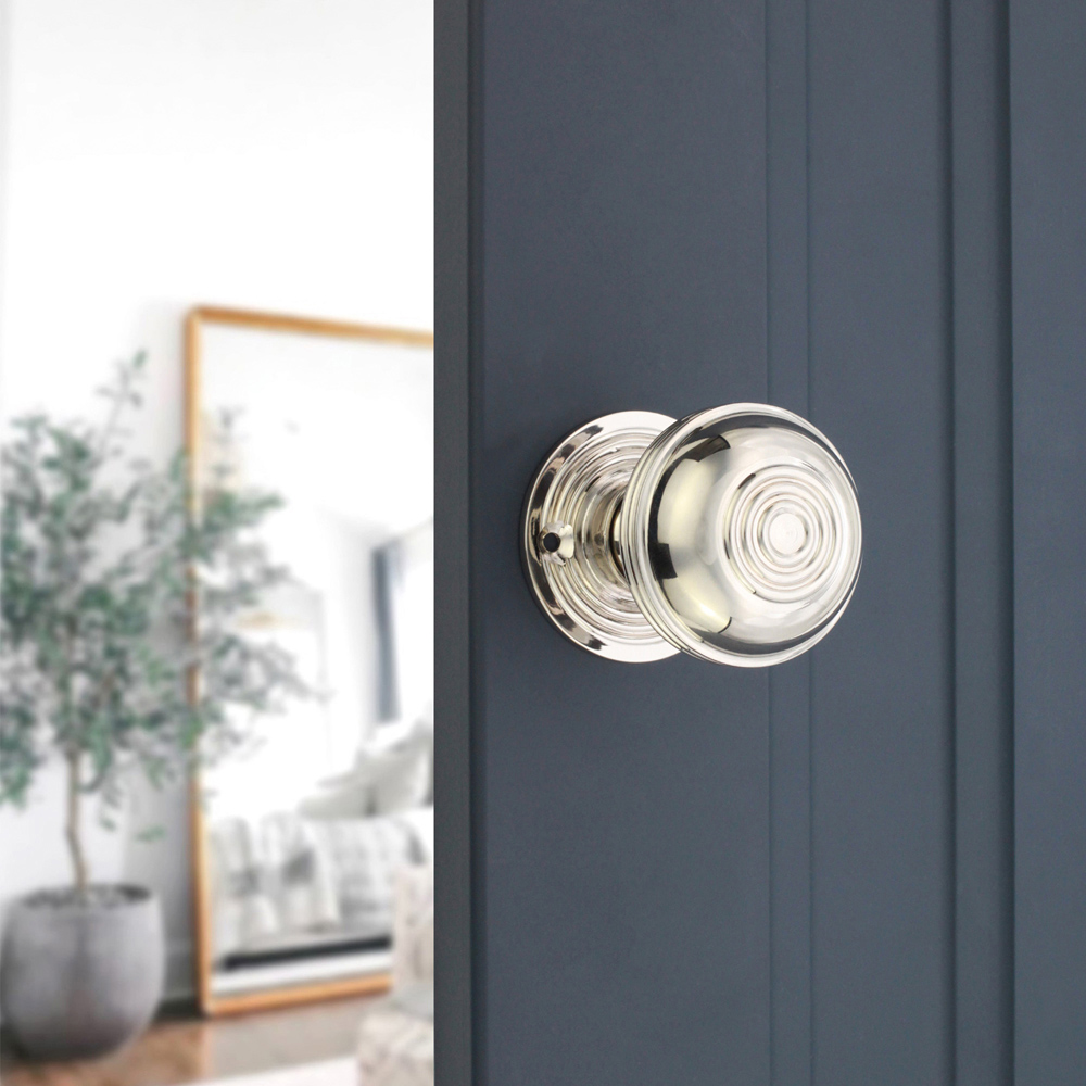 Spira Brass Polished Nickel Bloxwich Small 50mm Rim and Mortice Door Knob 2 Pack Image 2