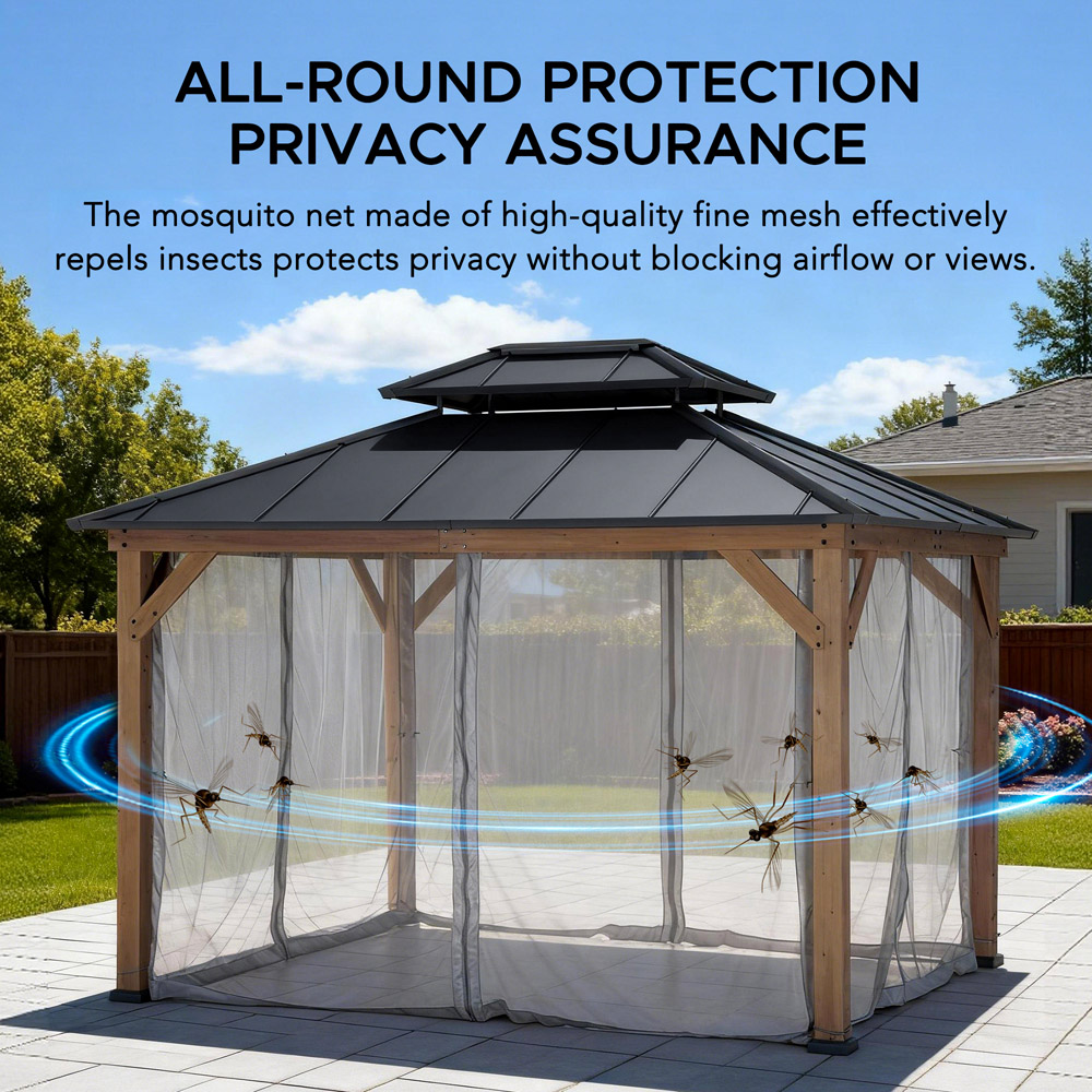 Sunjoy 3 x 3.6m Accessory Netting for Cedar Wooden Gazebo (Gazebo Not Include) Image 3