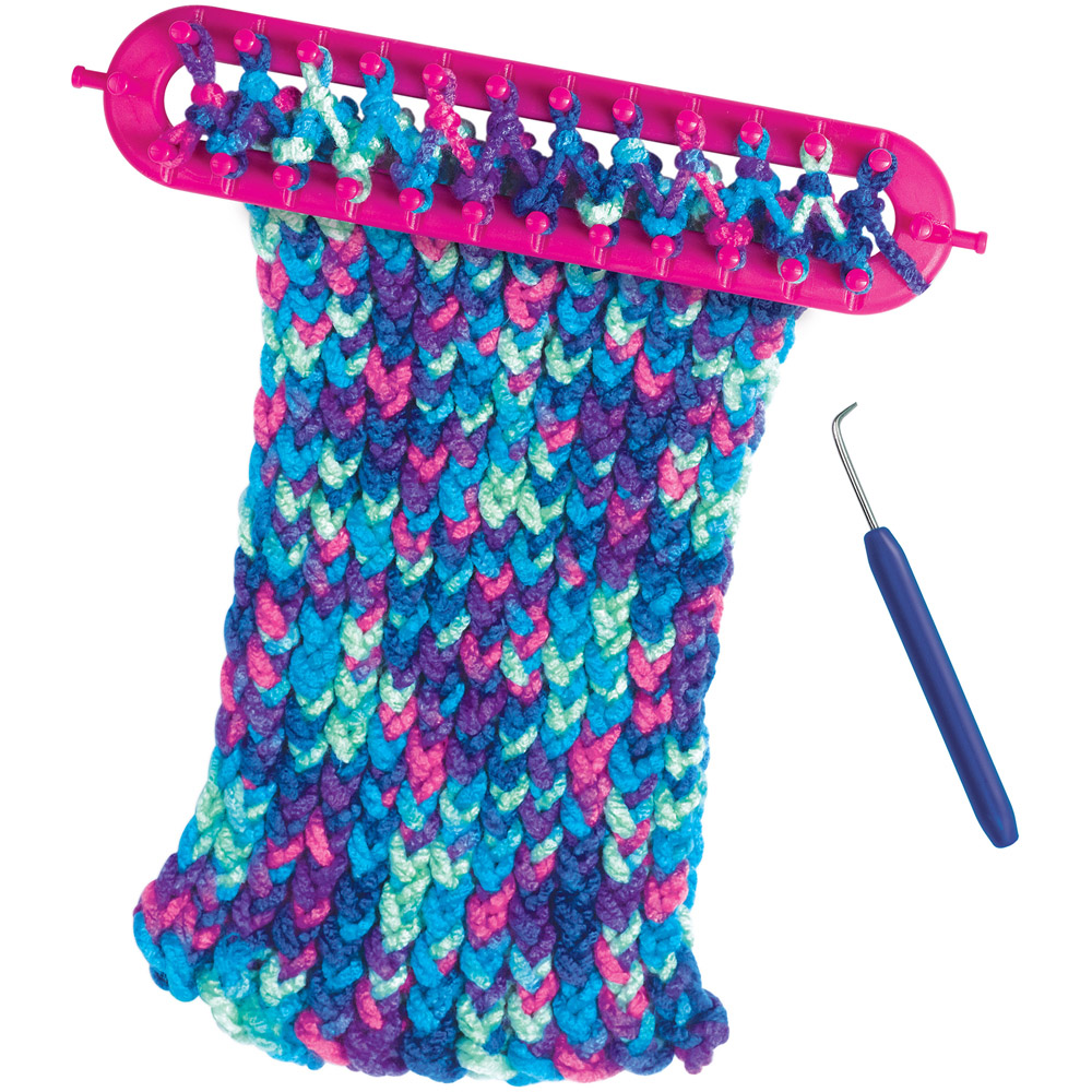 Creativity For Kids Blue Quick Knit Button Scarf Craft Kit Image 5