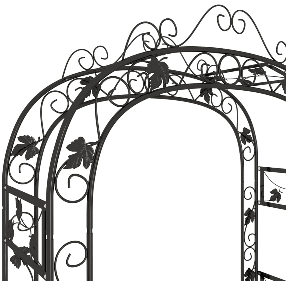vidaXL Black Powder Coated Steel Decorative Garden Arch 116 x 45 x 240cm Image 5