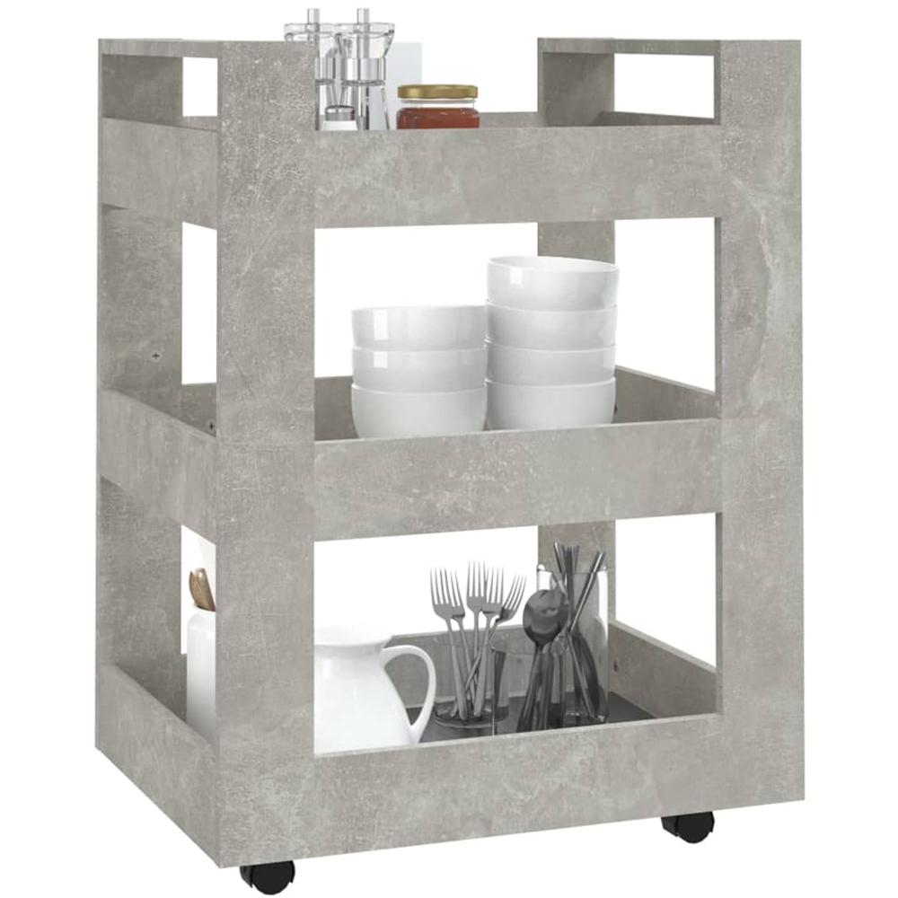 vidaXL 3 Shelf Concrete Grey Kitchen Trolley Image 4