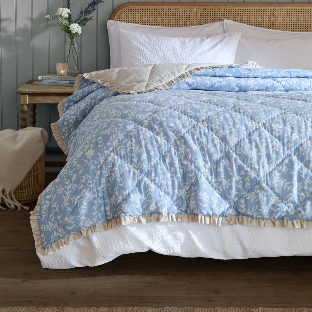 Wylder Amelia Delph Blue Nature Quilted Bedspread 150 x 200cm Image 2