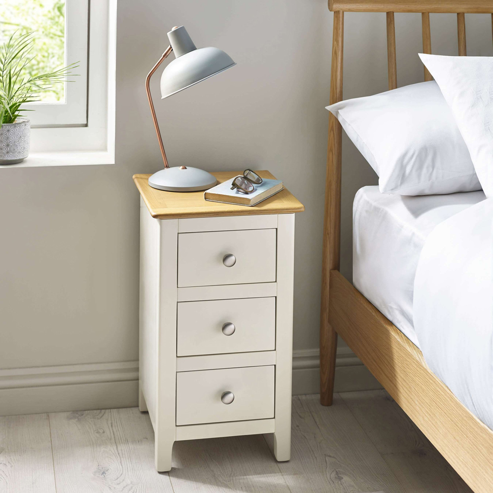 Julian Bowen Somerset 3 Drawer White and Oak Compact Bedside Table Image 7
