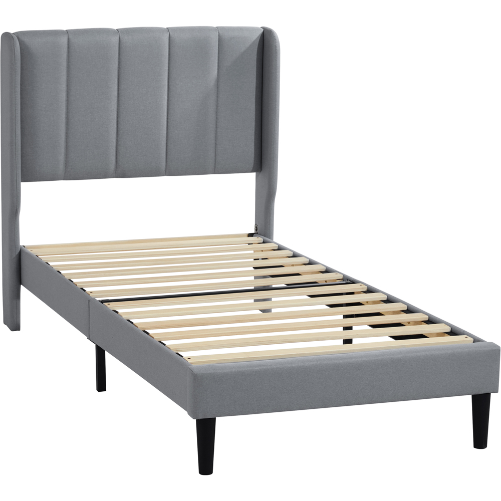 VIDA DESIGNS Vianna Single Light Grey Linen Fabric Bed Image 2