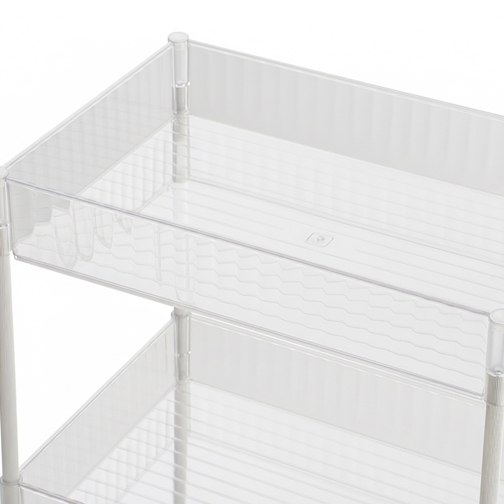 Living and Home 4 Shelf Clear Striped Rolling Storage Cart Image 5