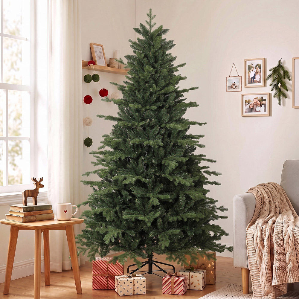HOMCOM Hinged Branches Artificial Christmas Tree with 2080 Branch Tips and Metal Base 7ft Image 8