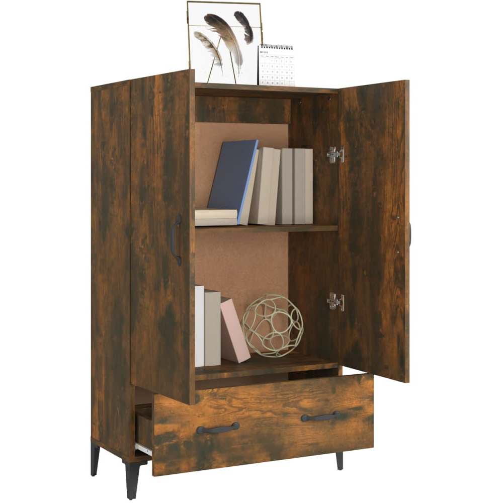 vidaXL 2 Door Single Drawer Smoked Oak Highboard Image 4