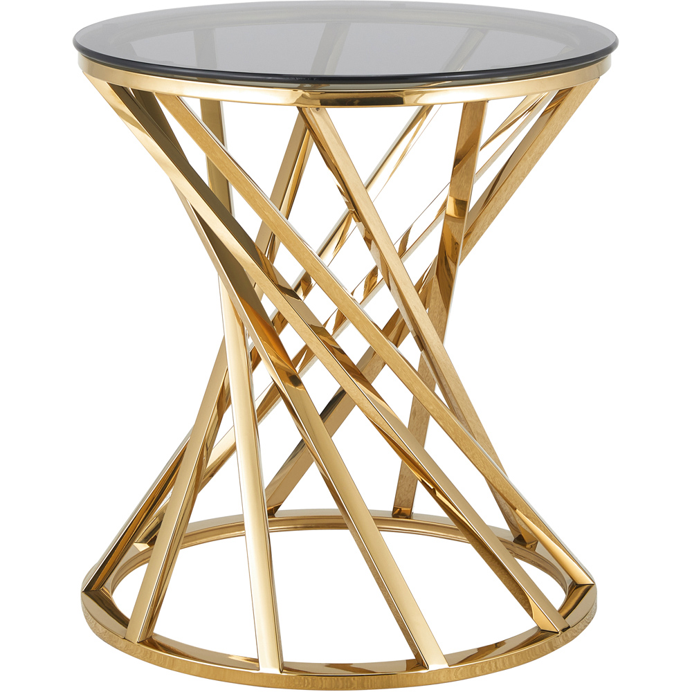 Comfy Living Gold Round Tinted Glass Side Table Image 2