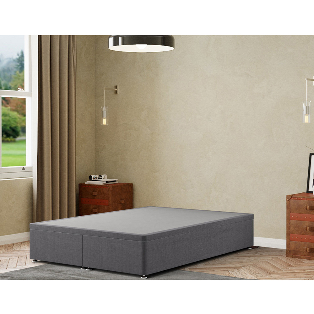 Portland Simple Small Double Grey Linen Ottoman Divan Base Image 3