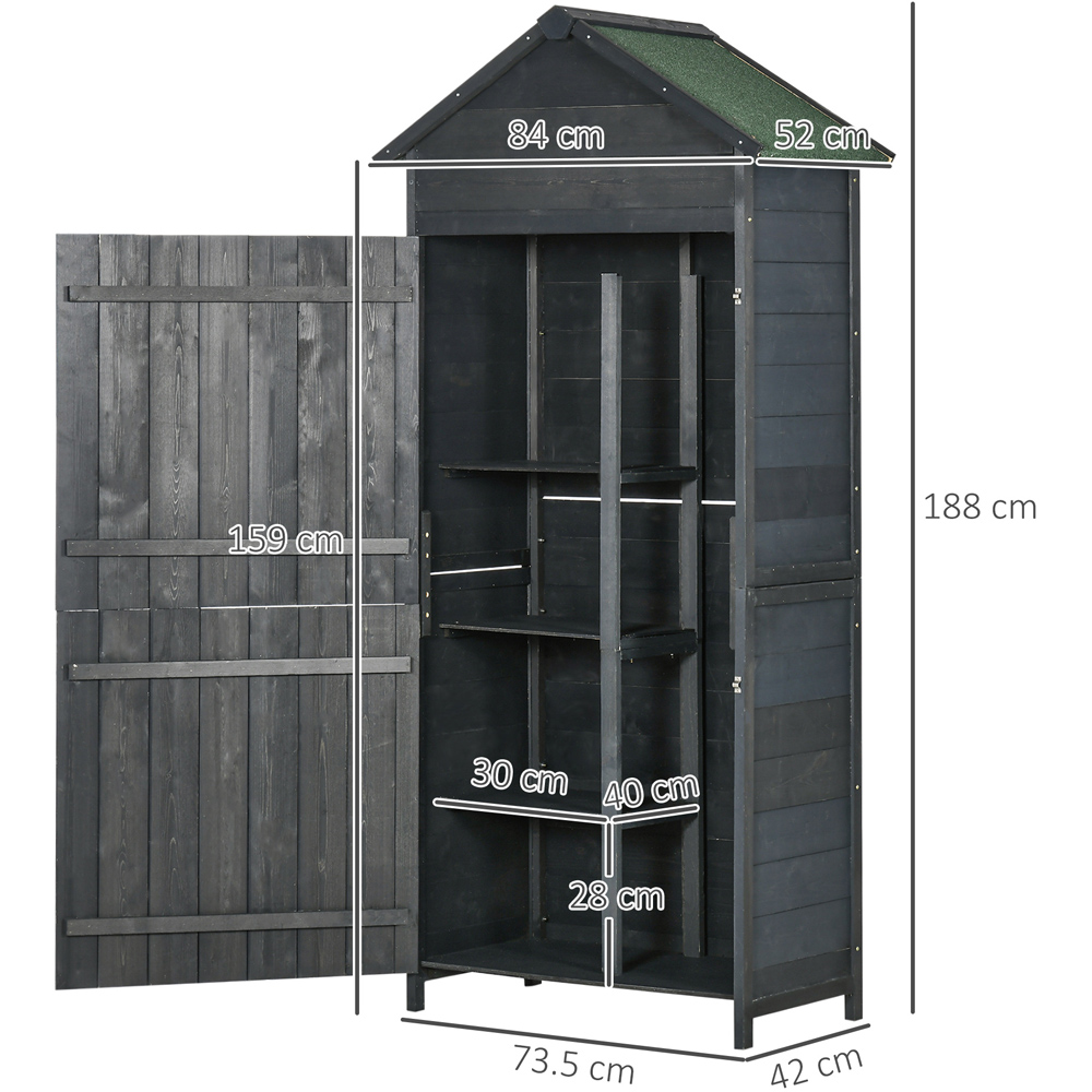 Outsunny 4 Tier Grey Wooden Garden Storage Shed with 3 Shelves Image 7