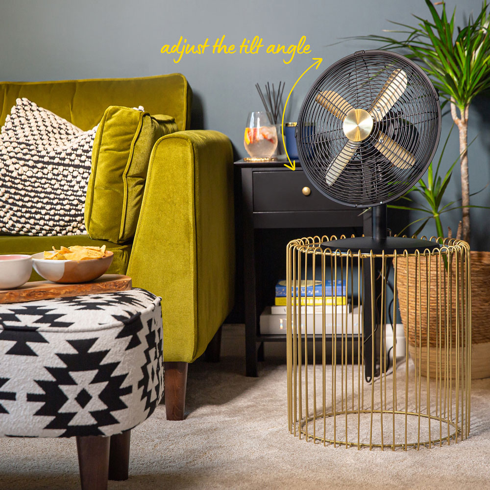 Russell Hobbs Brushed Gold and Black Metal Desk Fan 12 inch Image 7