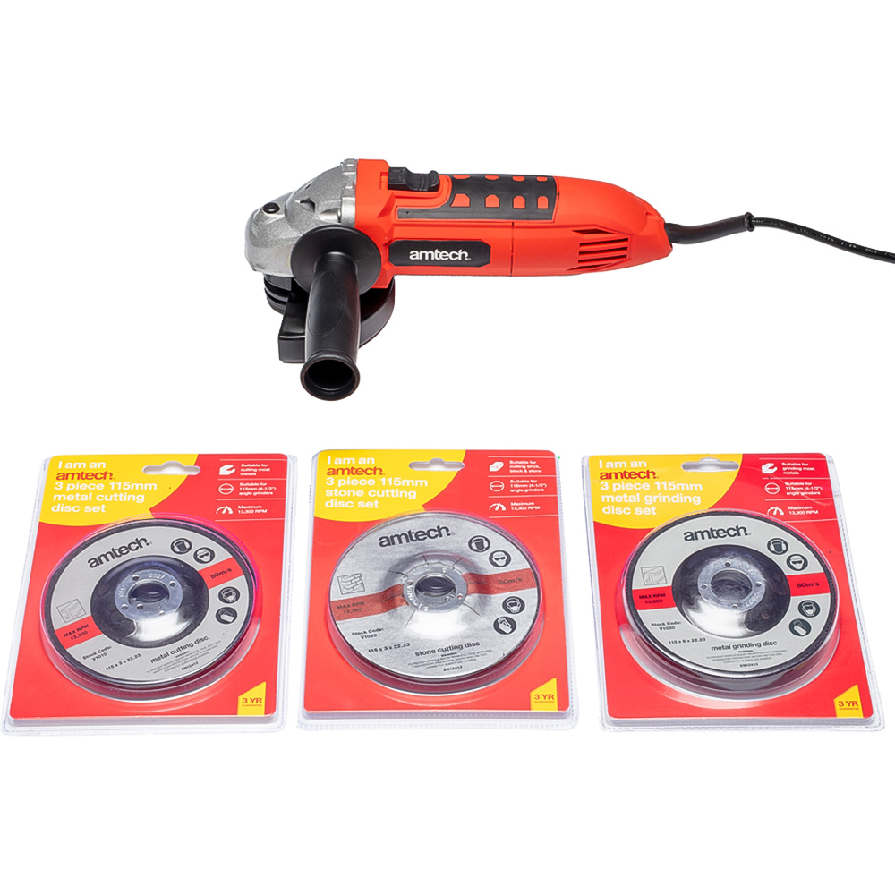 Amtech V6025 Angle Grinder with V1010 V1020 V1030 Cutting Disc Image 1