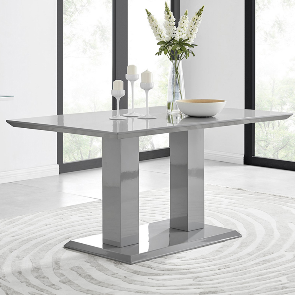 Furniturebox Molini Cesano 6 Seater Dining Set Grey Gloss Navy and Chrome Image 2