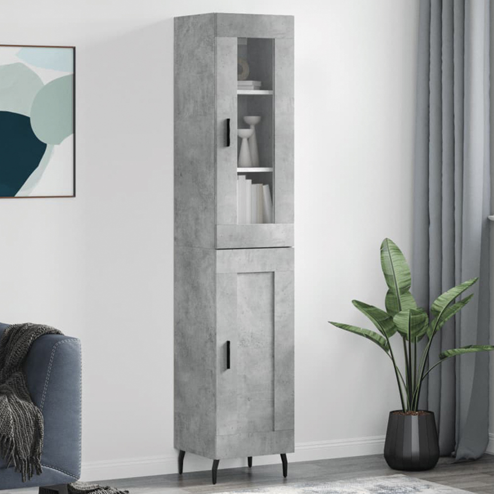 vidaXL 2 Door Concrete Grey Highboard Image 1