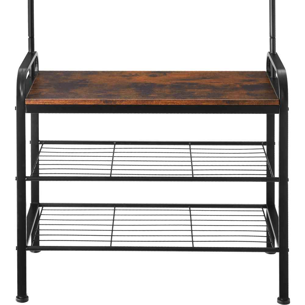 tectake Wichita 2 Shelf 9 Hook Dark Wood Coat and Shoe Rack Image 4