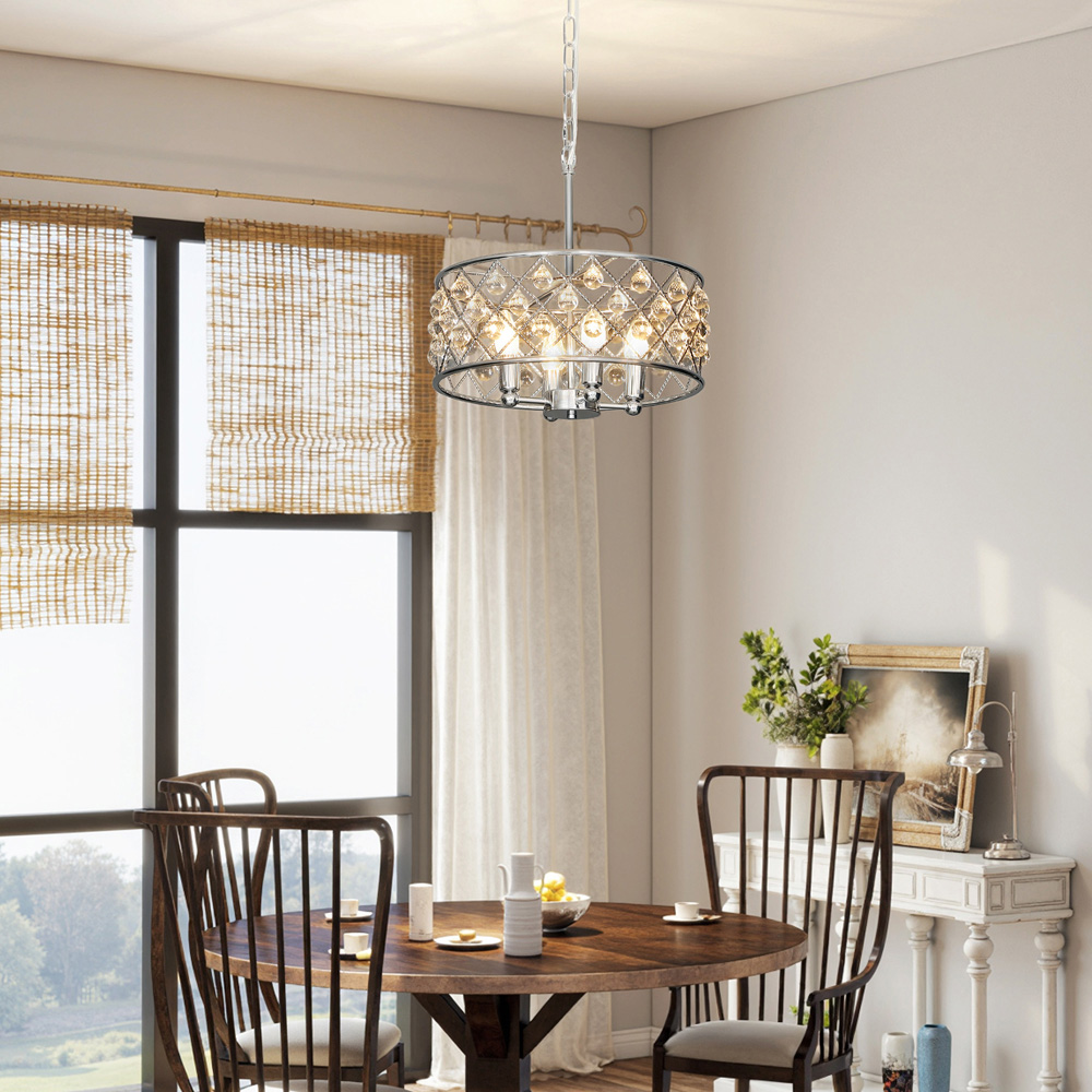 HOMCOM Modern Adjustable Crystal Chandelier Ceiling Light Image 5