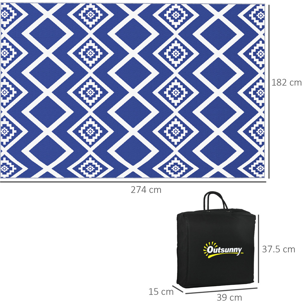 Outsunny Blue and White Reversible Outdoor Rug with Carry Bag 182 x 274cm Image 7